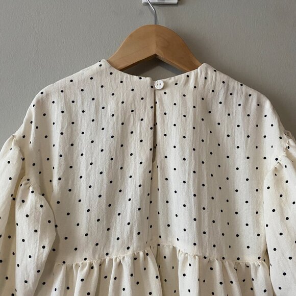 Handmade Children's Black Off White Polka Dot 100% Cotton Front Bows Dress - Picture 9 of 14